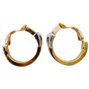 VTG Signed Trifari Gold Tone Hoop Earrings Clip On Mid Century 1960s Jewelry